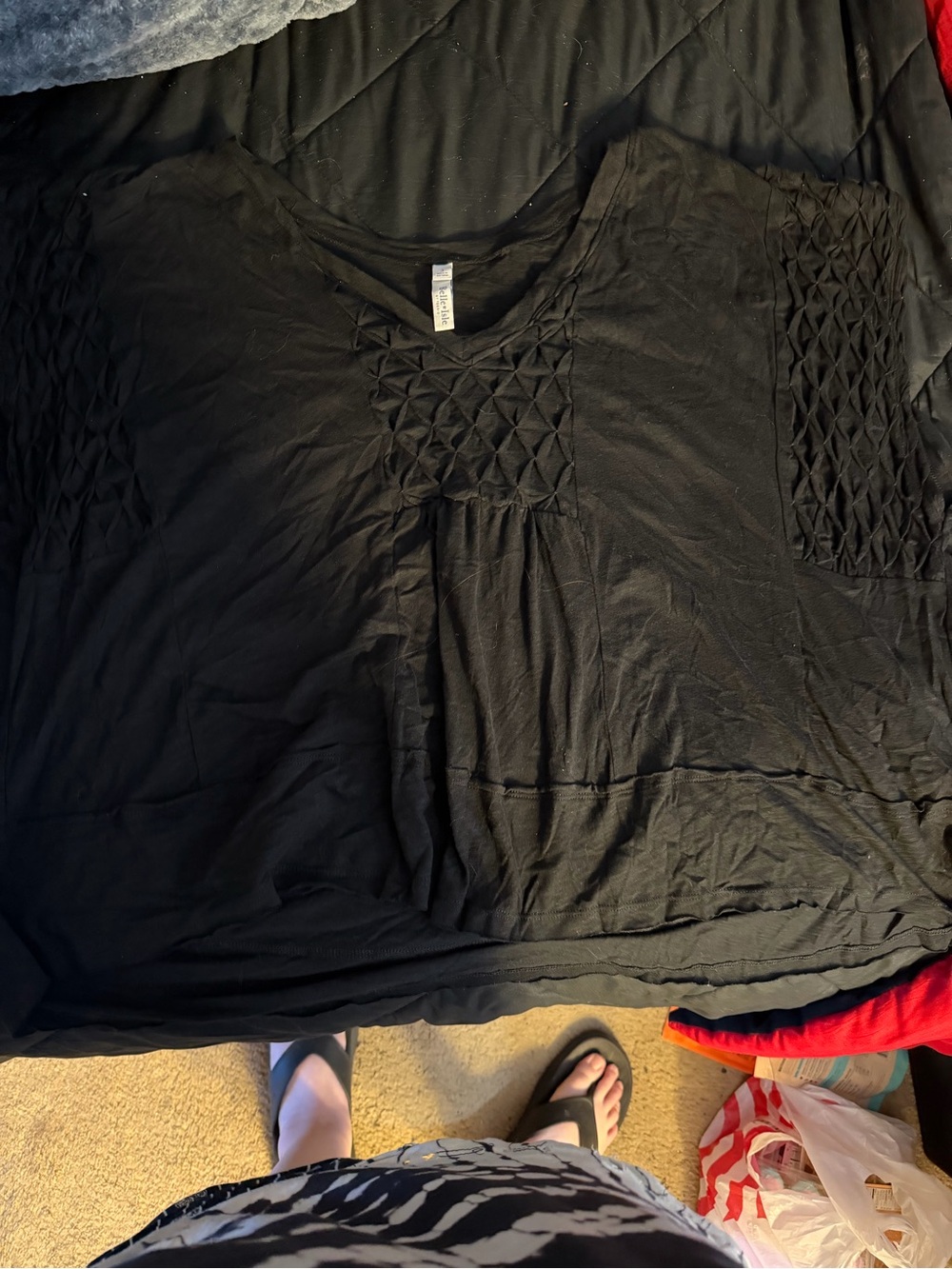 Torrid Belle + Isle Black Quilted V-Neck Top